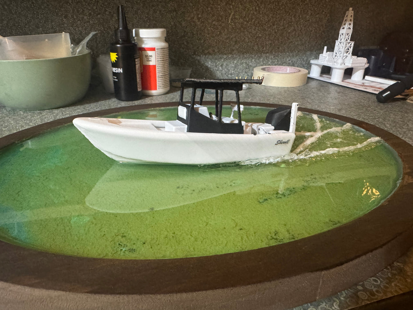 Large Custom Boat Diorama - Fully Personalized 3D Printed Boat Model with Scenic Water Base