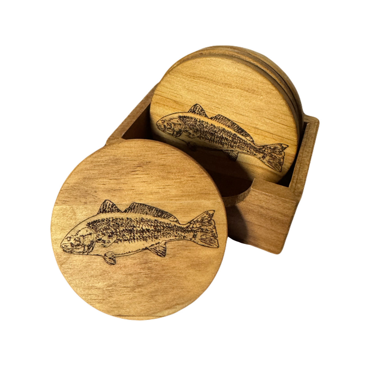 Golden Oak Redfish Coaster Set