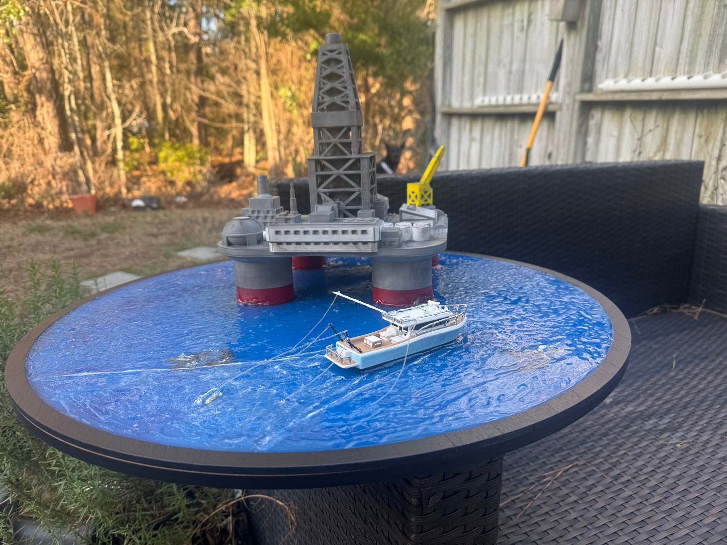 Large Custom Boat Diorama - Fully Personalized 3D Printed Boat Model with Scenic Water Base