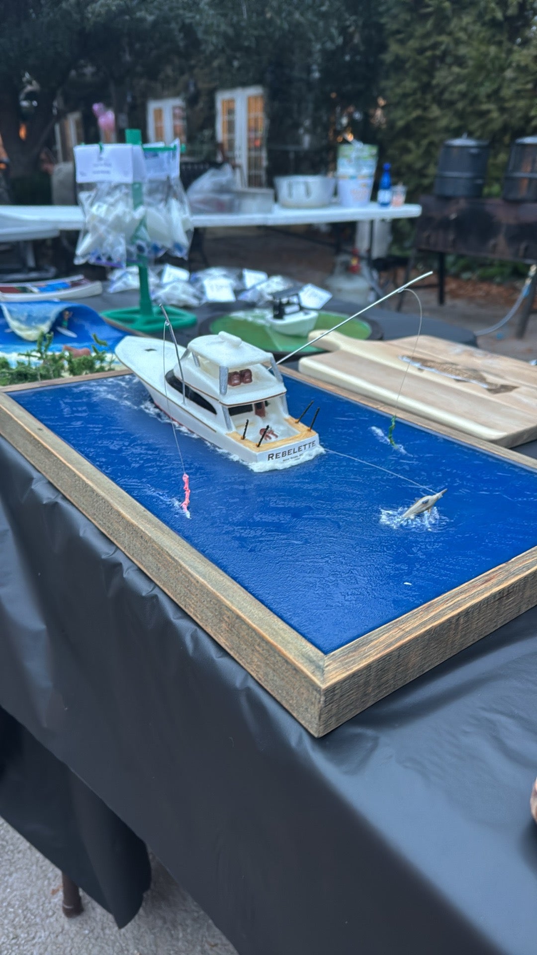 Large Custom Boat Diorama - Fully Personalized 3D Printed Boat Model with Scenic Water Base